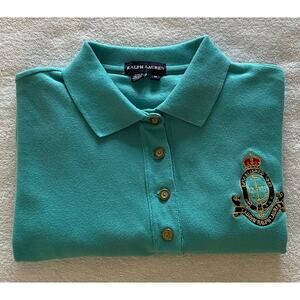 Ralph Lauren Men's Polo Shirt Medium Aqua Blue w/Crown Logo A+